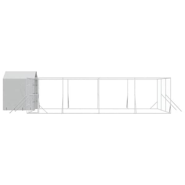 Maison Exclusive - Ulkoilma koirankoppi hopeakatolla 10x6x2,5 m