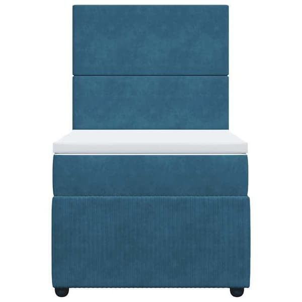 Maison Exclusive - Sängram med lameller och blå madrass 90x190 cm sammet
