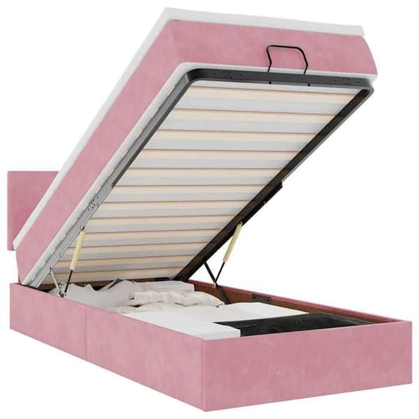 Sängsoffa - Maison Exclusive - 80x200 cm - Sammet rosa - Förvaring & LED Ros