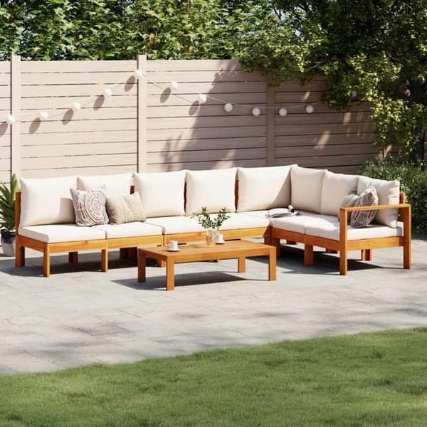 Maison Exclusive - Havegruppe med puder 5 stk Solid akacietræ