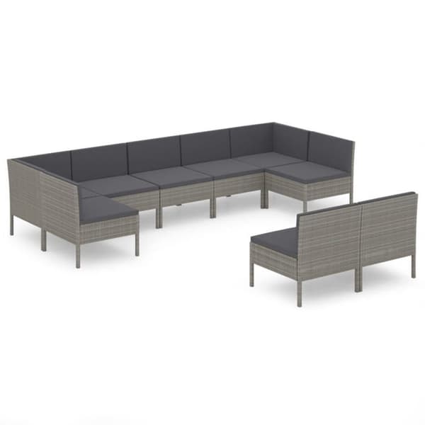 Maison Exclusive - Trädgårdsmöbler 9 delar med kuddar, flätad resin, grå