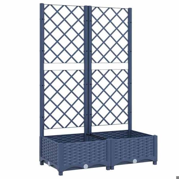 Maison Exclusive - Havekasse med gitter Blå Grå 80x40x121,5 cm PP