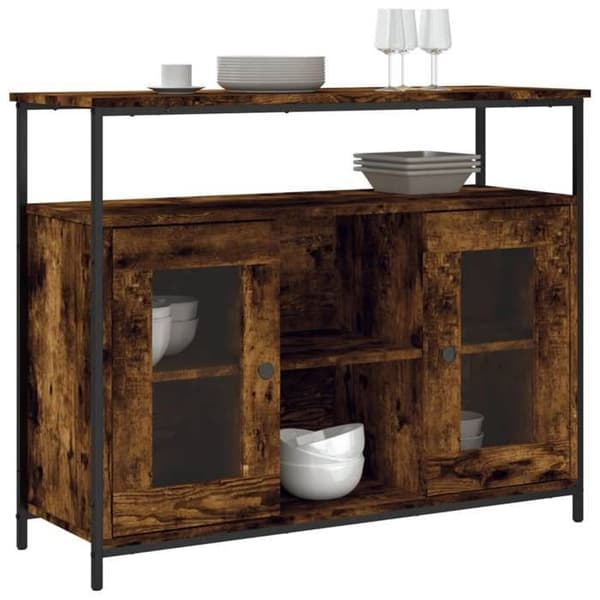 Maison Exclusive - Buffé ek rökig 100x35x80 cm ingenjörsträ