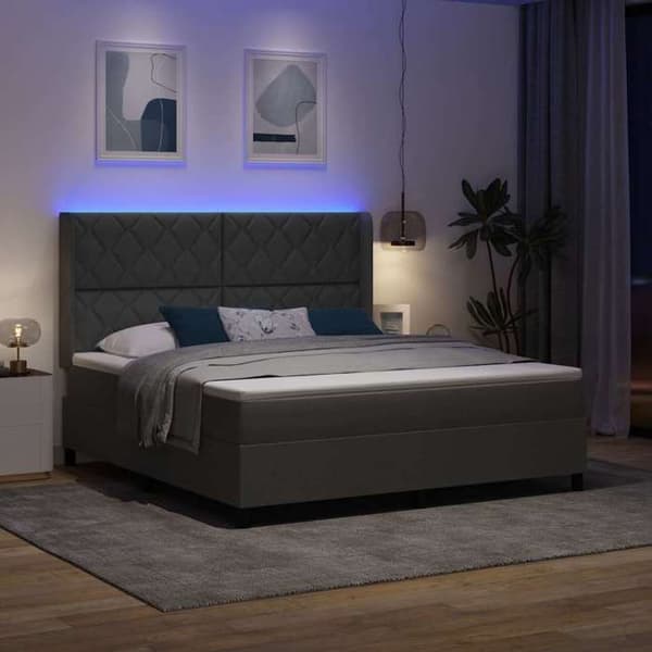 Maison Exclusive - LED-jousipatja Tummanharmaa 180 x 200 cm kangas Mörkgrå