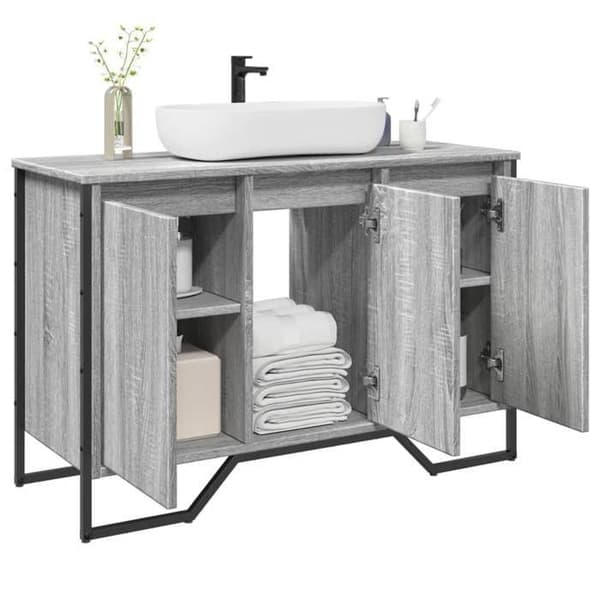 Maison Exclusive - Badeværelsesvaskeskab Sonoma grå 91x35x60 cm