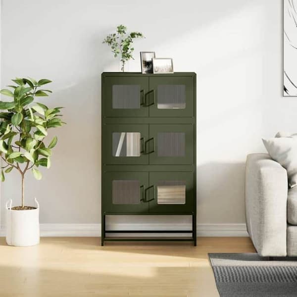 Maison Exclusive - Buffé hög olivgrön 68x39x123 cm stål