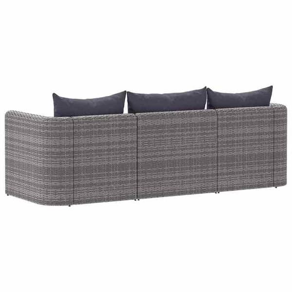 Maison Exclusive - 3 osan puutarhakalusteet tyynyillä Harmaa punottu muovi Grå