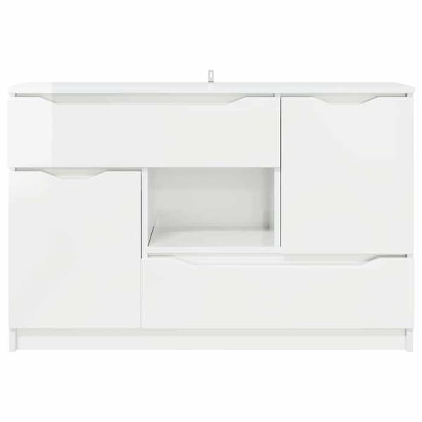 Buffet - EKSKLUSIVT HUS - 100x30x65,6 - Hvid glans - Ingeniørtræ - Rektangulær Vit