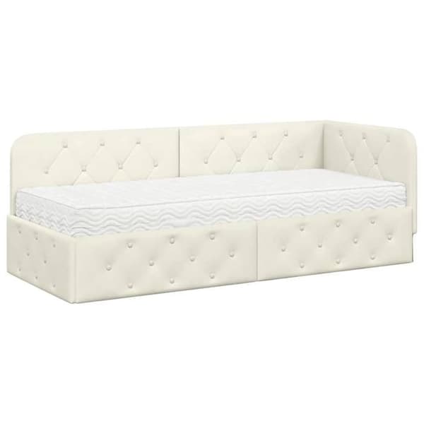 Maison Exclusive - Hörnsängram Creme 80 x 200 cm Sammet Grädde