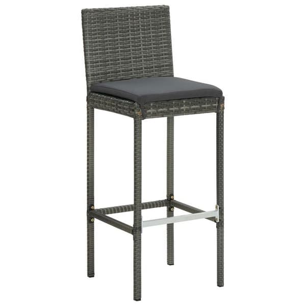 Maison Exclusive - Barstolar med kuddar, set om 6, grå flätad resin