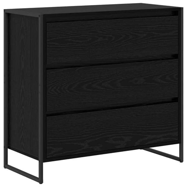 Maison Exclusive - Buffet Sort egetræ 79 x 36 x 75.5 cm Ingeniørtræ