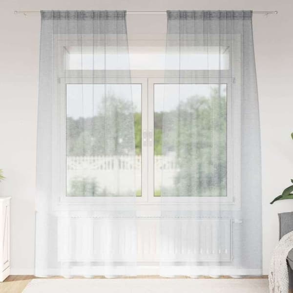 Verho - MAISON EXCLUSIVE - 2 kpl 245 x 140 cm - Tummanharmaa - Polyesteri - Läpinäkyvä Mörkgrå