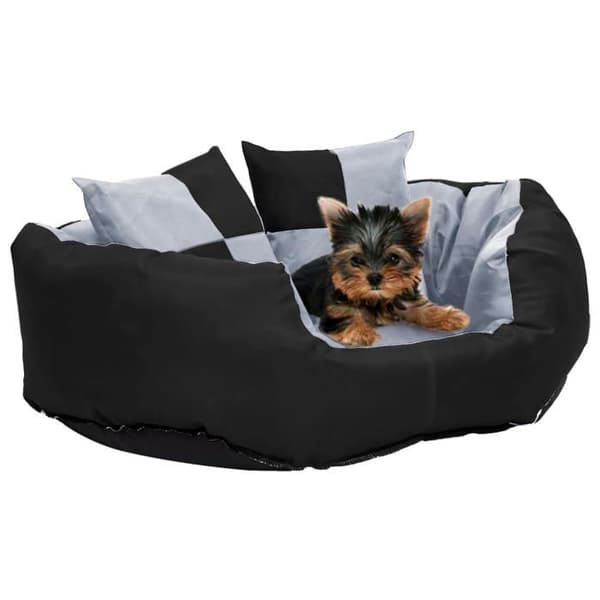 Maison Exclusive - Vaskbart vendbart hundepude Grå og sort 65x50x20 cm Grå och svart