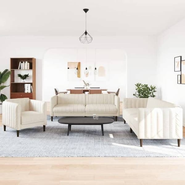 Maison Exclusive - Sæt af 3 sofaer i cremefarvet stof