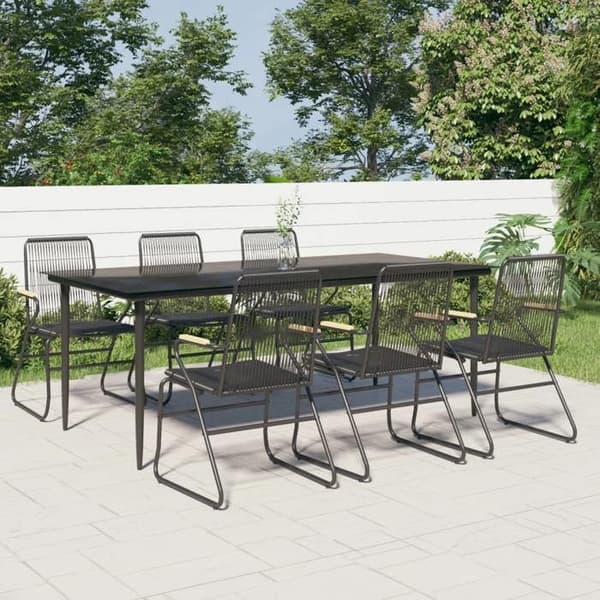 Maison Exclusive - Have spisebordssæt 7 dele Sort Rattan PVC