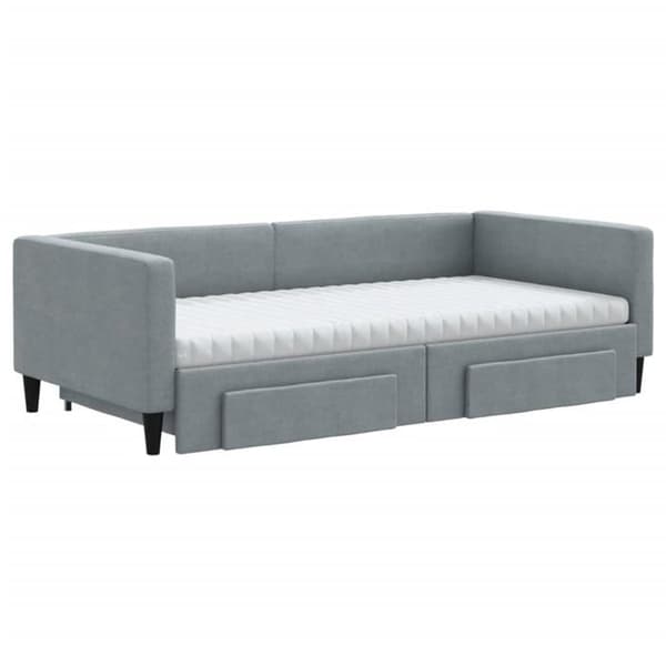 Maison Exclusive - Sengebænk med udtræk og lysegrå skuffer 100x200 cm stof