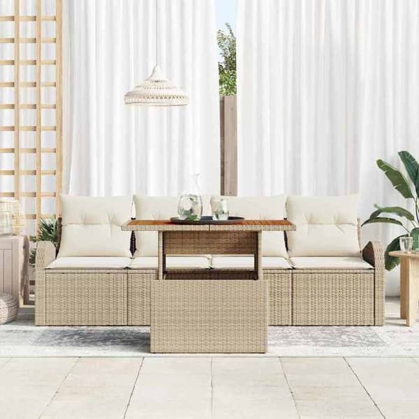 Trädgårdsmöbler - EXKLUSIVT HUS - Modulär - Beige - 5 delar - Poly rattan beige