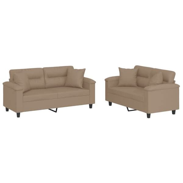 Maison Exclusive - Sæt af 2 sofaer med cappuccino puder i kunstlæder Cappuccino