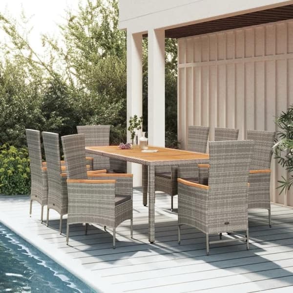 Maison Exclusive - 9 osan puutarhakalusteryhmä tyynyillä Harmaa Grå