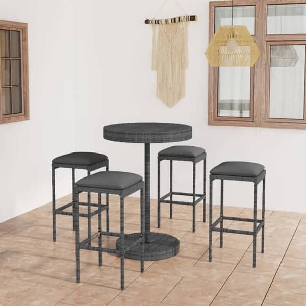 Maison Exclusive - Havebar sæt 5 dele med puder, flet i grå grå