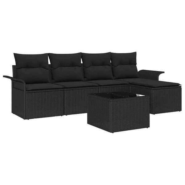 Maison Exclusive - Utomhussoffa 6 delar Svart polyrotting
