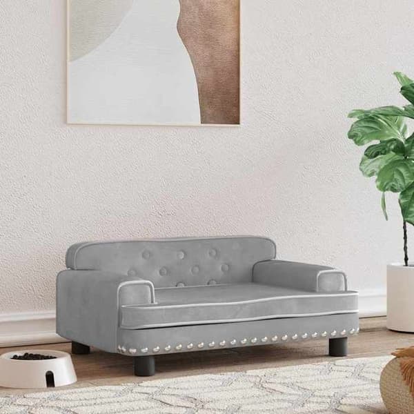 Maison Exclusive - Ljusgrå hundsäng 70x45x30 cm sammet ljusgrått