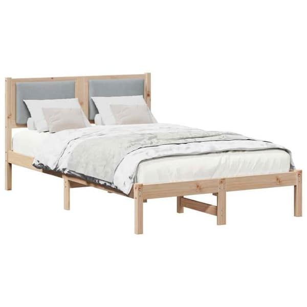 Maison Exclusive - Sängram Ljusgrå 120 x 190 cm Massivt trä
