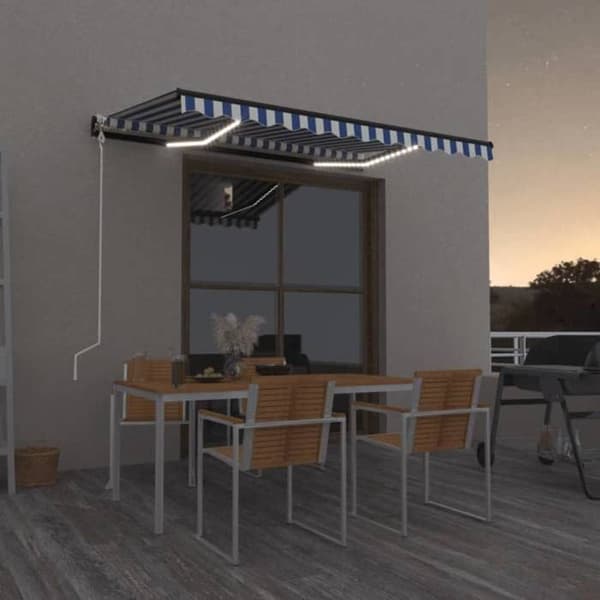 Maison Exclusive - Sammenklappeligt Markise Blå og Hvid 300 x 250 cm Polyester Blå och vit