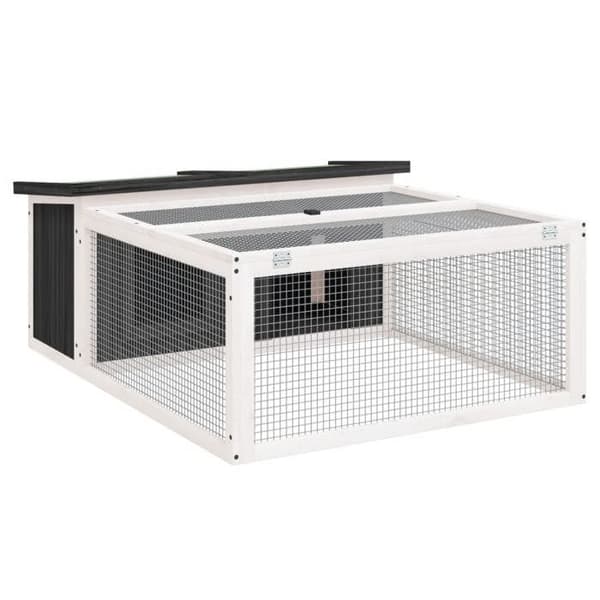 Maison Exclusive - Harmaa Clapier 117,5x97x47,5 cm massiivipuusta grå, vit, grön