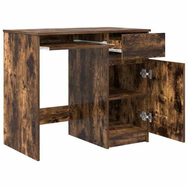 Maison Exclusive - Røget egetræ skrivebord 86x49x76 cm ingeniørtræ Rökt ek