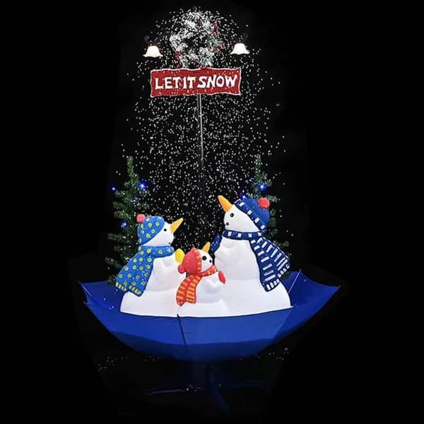 Maison Exclusive - Snöig julgran med blå paraplybas 170 cm PVC Blå