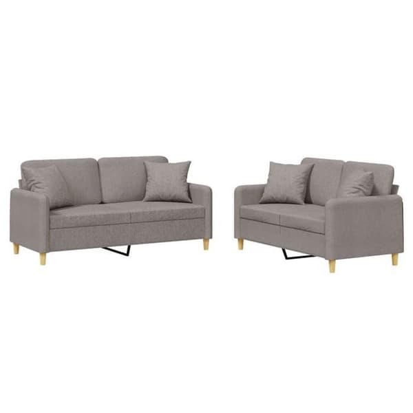 Maison Exclusive - 2-delars soffgrupp med kuddar i taupe tyg Mol