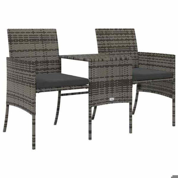 Havemøbel - EKSKLUSIVT HUS - 2-personers sofa - Vævet harpiksmateriale - Central bord - Grå Grå