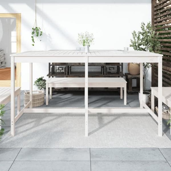 Havemøbel - EKSKLUSIV HUS - Klassisk - Massiv fyr - Rektangulær 203,5x90x110 cm - Hvid Vit