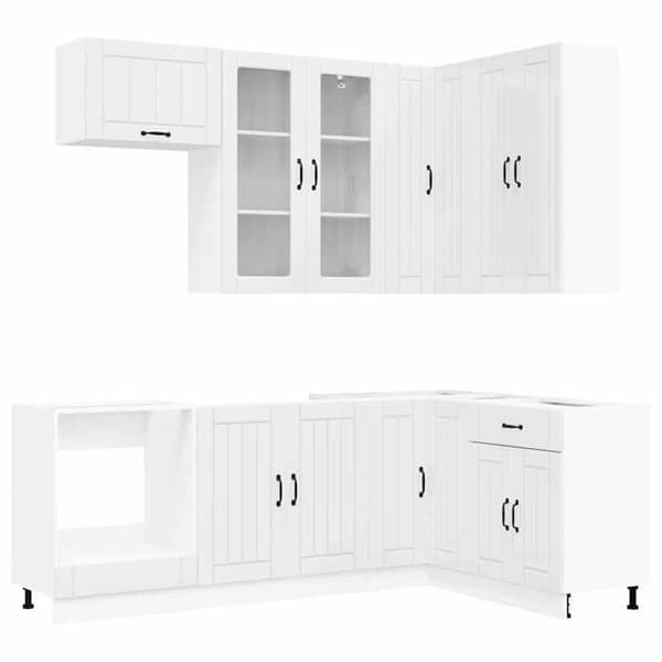 Köksenhet - EXKLUSIVT HUS - LUCCA - Blank vit - Ingenjörsträ - 8 delar Strålande vit