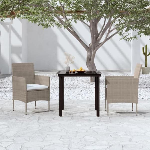 Maison Exclusive - Have spisebordssæt med puder 3 stk Beige og sort
