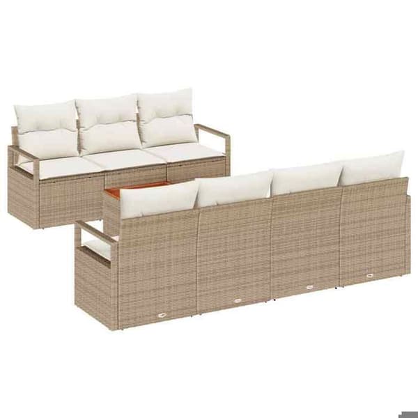 Maison Exclusive - 8 osan beige polyrottinkinen puutarhakalustesetti beige