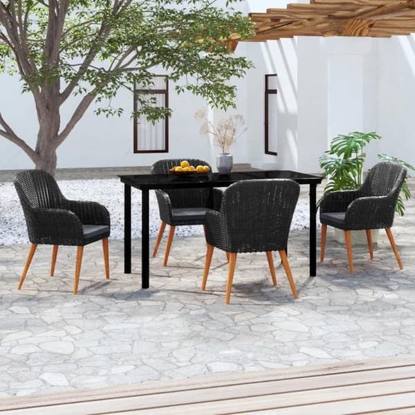 Maison Exclusive - Have spisebordssæt med puder 5 stk Sort