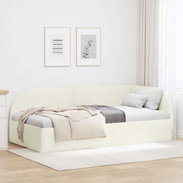 Vinkelsängram - EXKLUSIV HEM - Sammet - L-formad design - 100 x 200 cm - Soffa↔säng Grädde