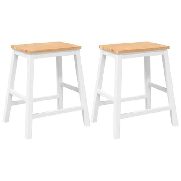 Barstole - EKSKLUSIV HUS - Sæt af 2 - Massivt gummitræ - Hvid - Moderne design Vit