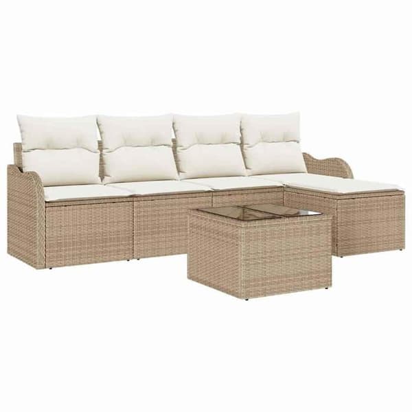 Trädgårdsoffmöbel - EXKLUSIVT HEM - Set 6 delar - Beige - Poly rattan - Modulär beige