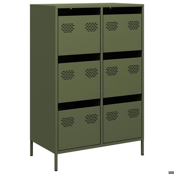 Maison Exclusive - Buffé hög olivgrön 68x39x101,5 cm stål Olivgrön