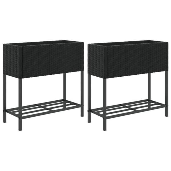 Maison Exclusive - Blomsterkummer med hylde 2 stk sort 70x28x70 cm flettet harv