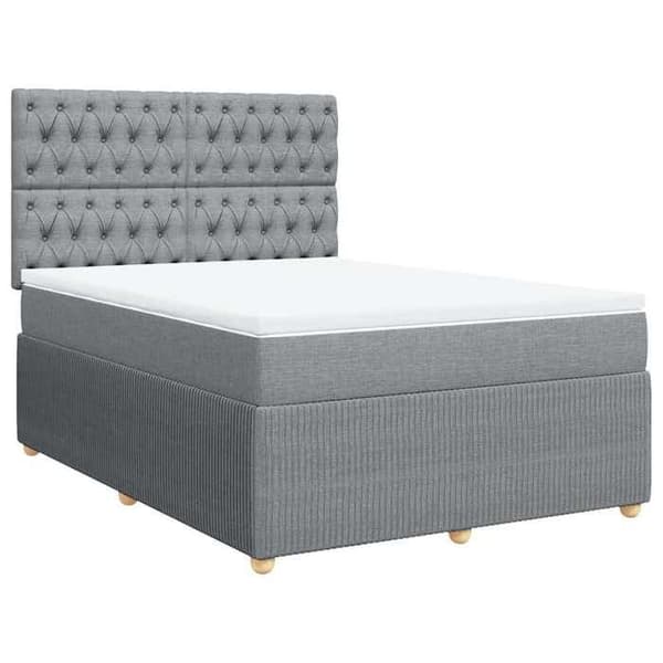 Maison Exclusive - Sengebund med lameller og madras Lys grå 140x190cm Stof
