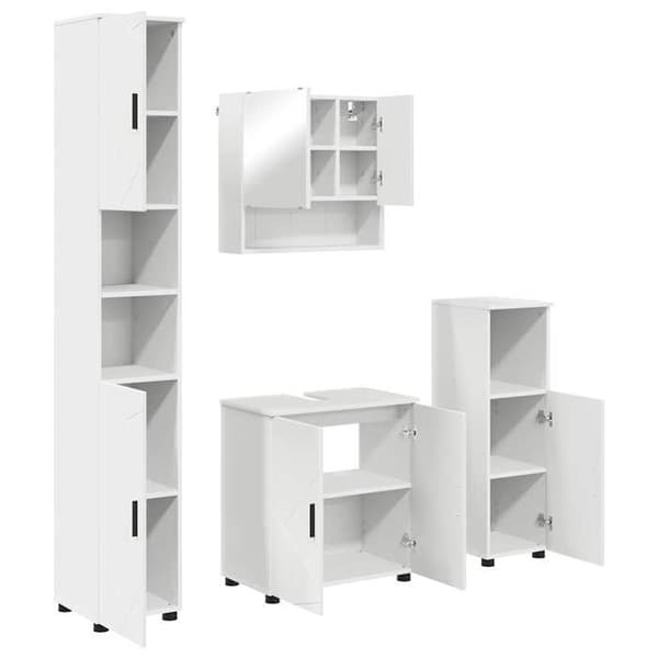 Badrumsmöbelset - EXKLUSIV HEM - 4 delar - Vit - Väggmonterad platsbesparande design - Förvaring Vit