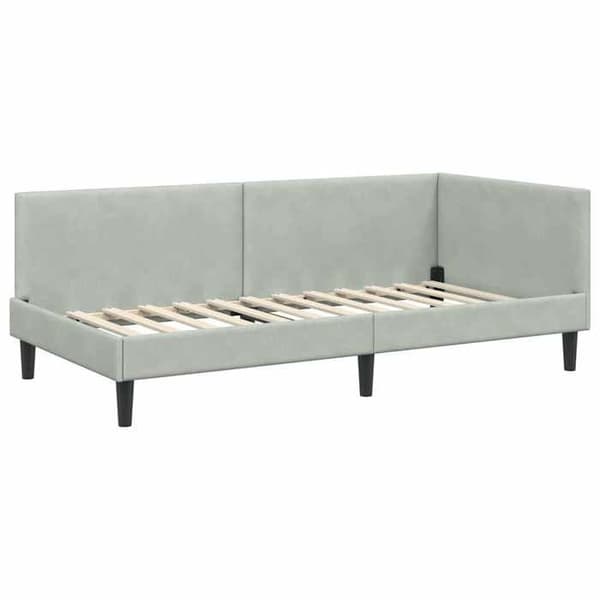 Maison Exclusive - Ljust grått hörnsängram 90 cm x 200 cm Sammet