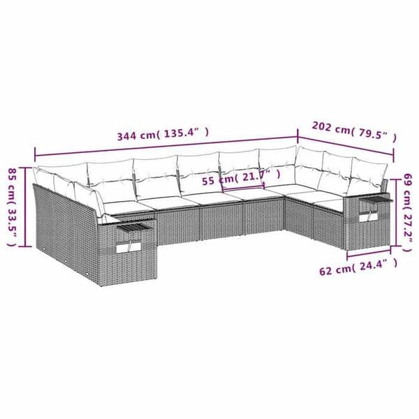 Maison Exclusive - Trädgårdsmöbler 10 delar med svarta kuddar i flätad plast