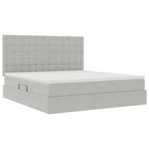 Maison Exclusive - Seng med opbevaring og madras Lys grå 180 x 200 cm Velour Ljusgrått
