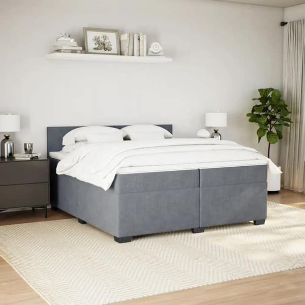 Maison Exclusive - Sänkylaatikko ja harmaa samettimatrassi 200x200cm