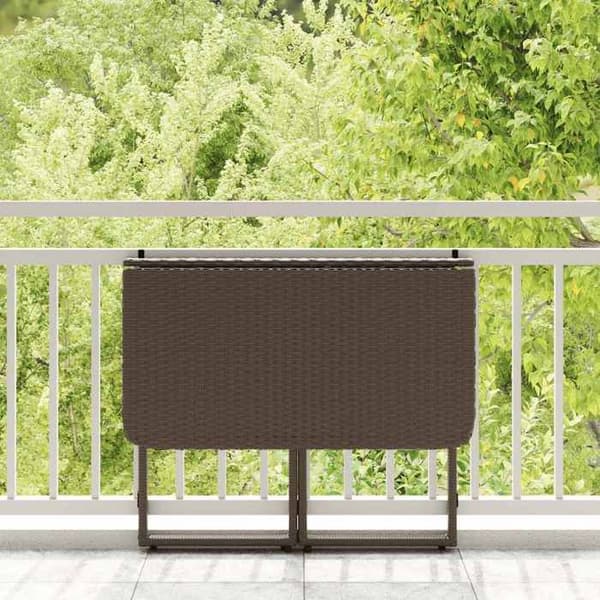 Trädgårdsbord - EXKLUSIV HEM - Fällbar - Polyrotting brun - 90x51x75 cm - Stålram brun